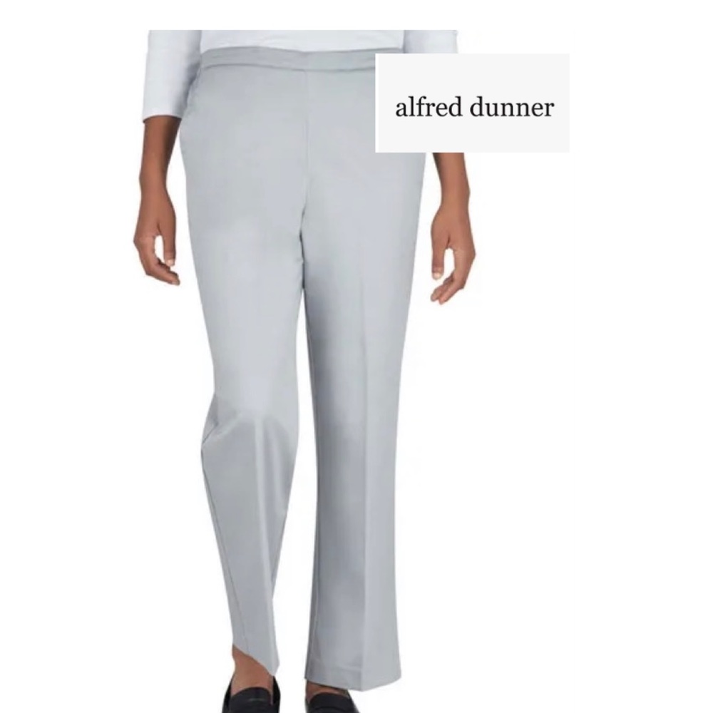 Never worn! Alfred Dunner plus size 18 sateen straight leg pants gray - Picture 1 of 8